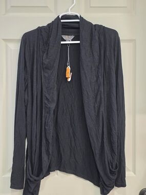 Mixit Black Draped Open Front Women's Cardigan